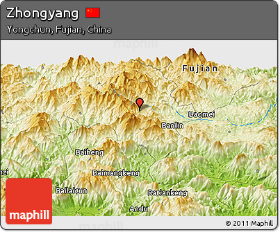Physical Panoramic Map of Zhongyang