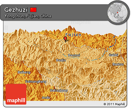 Political Panoramic Map of Gezhuzi