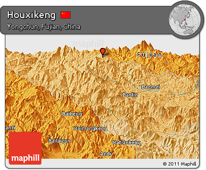 Political Panoramic Map of Houxikeng
