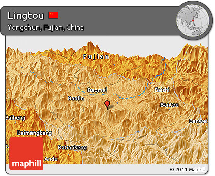 Political Panoramic Map of Lingtou