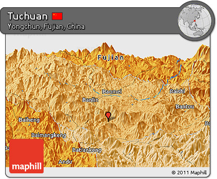 Political Panoramic Map of Tuchuan