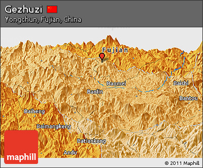 Political Panoramic Map of Gezhuzi