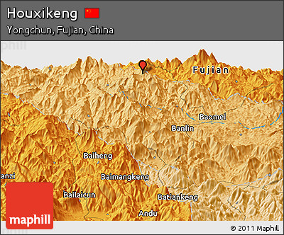 Political Panoramic Map of Houxikeng