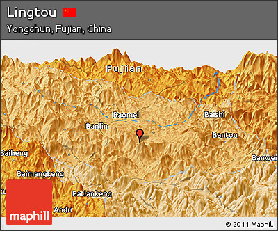 Political Panoramic Map of Lingtou