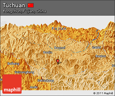 Political Panoramic Map of Tuchuan