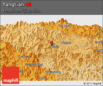 Political Panoramic Map of Yangtian