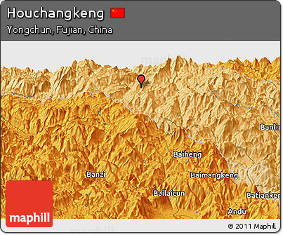 Political Panoramic Map of Houchangkeng