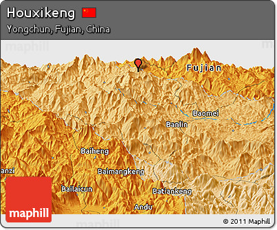 Political Panoramic Map of Houxikeng