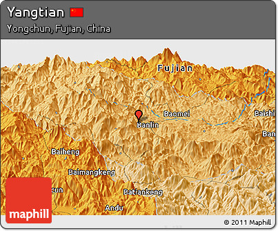 Political Panoramic Map of Yangtian