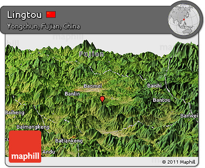 Satellite Panoramic Map of Lingtou