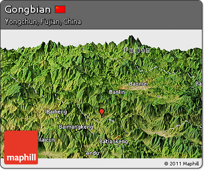 Satellite Panoramic Map of Gongbian
