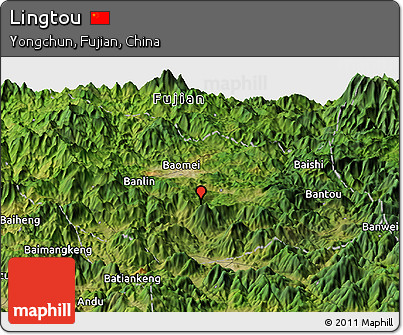 Satellite Panoramic Map of Lingtou