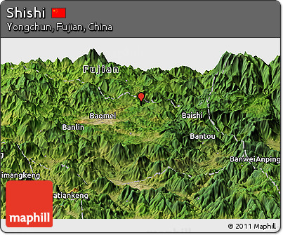 Satellite Panoramic Map of Shishi