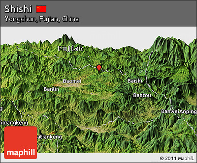 Satellite Panoramic Map of Shishi