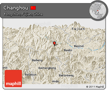 Shaded Relief Panoramic Map of Changhou