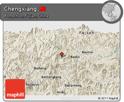 Shaded Relief Panoramic Map of Chengxiang
