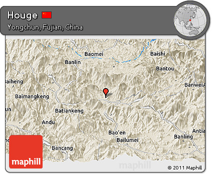 Shaded Relief Panoramic Map of Houge