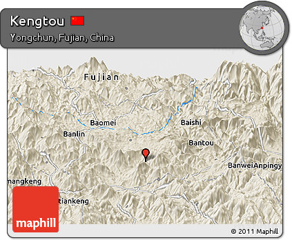 Shaded Relief Panoramic Map of Kengtou