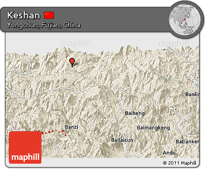 Shaded Relief Panoramic Map of Keshan