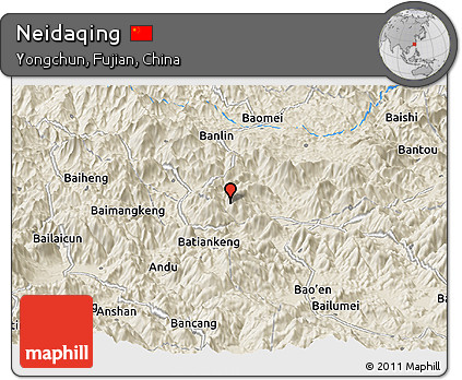 Shaded Relief Panoramic Map of Neidaqing