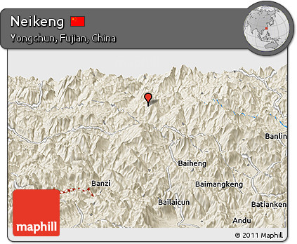 Shaded Relief Panoramic Map of Neikeng