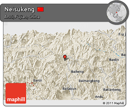 Shaded Relief Panoramic Map of Neisukeng