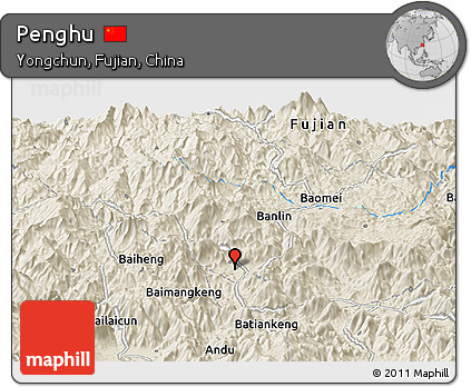 Shaded Relief Panoramic Map of Penghu