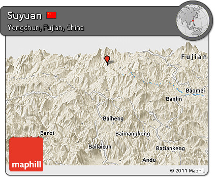 Shaded Relief Panoramic Map of Suyuan