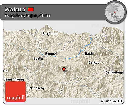 Shaded Relief Panoramic Map of Waicuo