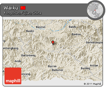 Shaded Relief Panoramic Map of Waiku