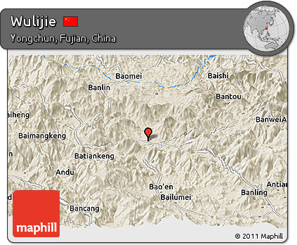 Shaded Relief Panoramic Map of Wulijie