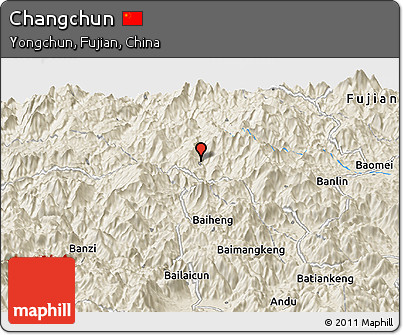 Shaded Relief Panoramic Map of Changchun