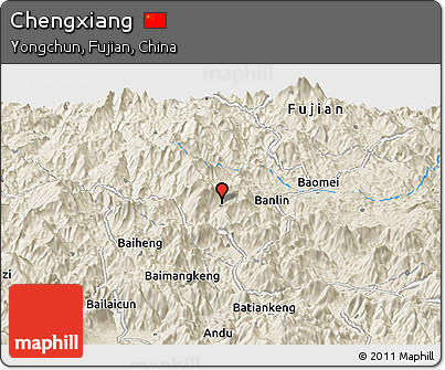 Shaded Relief Panoramic Map of Chengxiang
