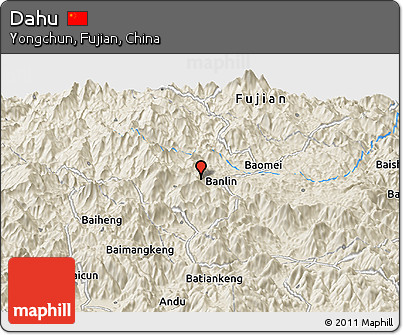 Shaded Relief Panoramic Map of Dahu