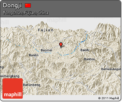 Shaded Relief Panoramic Map of Dongji
