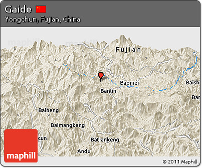 Shaded Relief Panoramic Map of Gaide