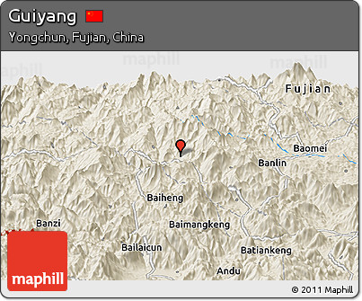 Shaded Relief Panoramic Map of Guiyang