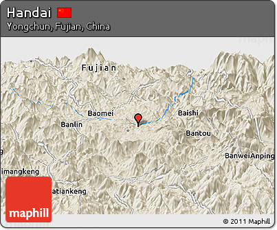 Shaded Relief Panoramic Map of Handai
