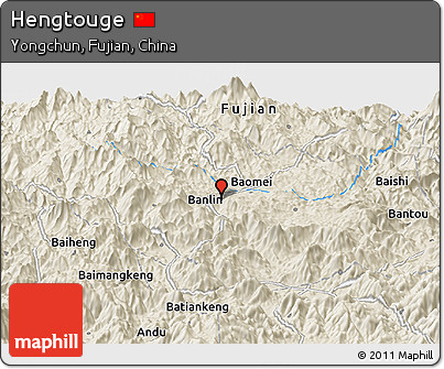 Shaded Relief Panoramic Map of Hengtouge