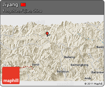 Shaded Relief Panoramic Map of Jiyang