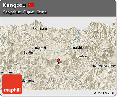 Shaded Relief Panoramic Map of Kengtou