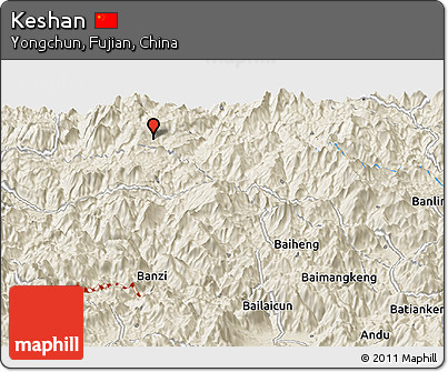 Shaded Relief Panoramic Map of Keshan