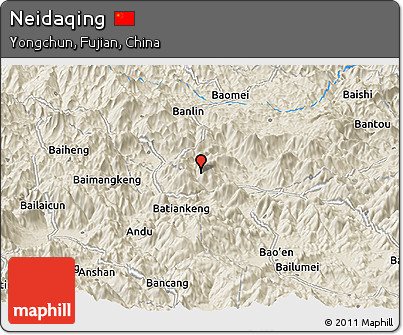 Shaded Relief Panoramic Map of Neidaqing