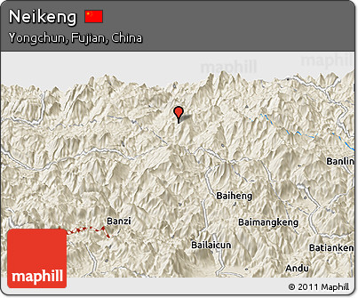 Shaded Relief Panoramic Map of Neikeng