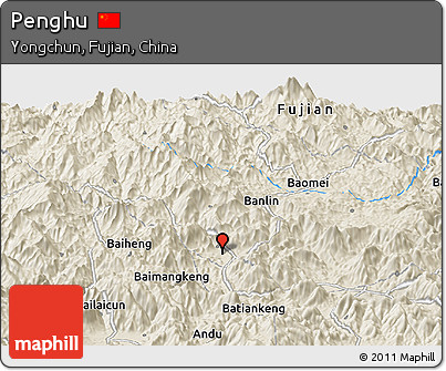 Shaded Relief Panoramic Map of Penghu
