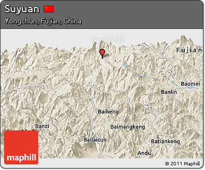 Shaded Relief Panoramic Map of Suyuan