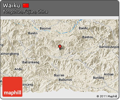 Shaded Relief Panoramic Map of Waiku
