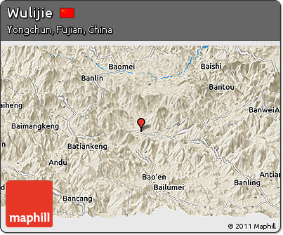 Shaded Relief Panoramic Map of Wulijie