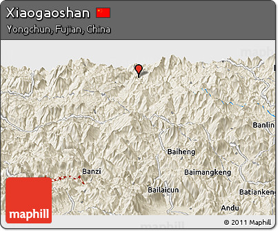 Shaded Relief Panoramic Map of Xiaogaoshan
