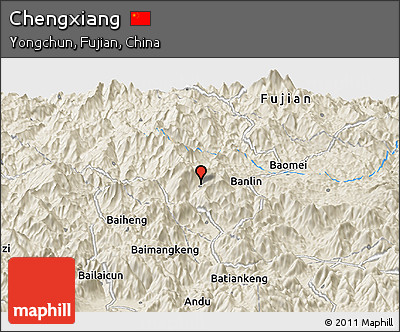 Shaded Relief Panoramic Map of Chengxiang